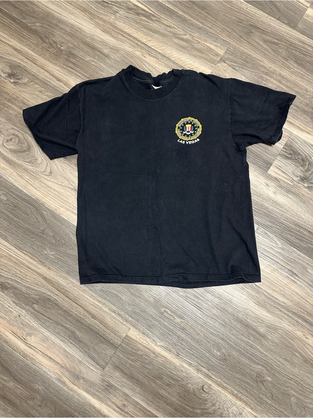 Vintage Hanes Beefy FBI Las Vegas Black Cotton T-Shirt